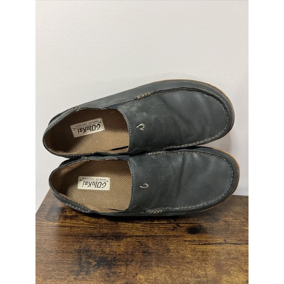 Olukai Mens Moloa Black Toffee Men’s Slip-On Leather‎ Shoes ~ Sz 11.5, 44.5 main image 6